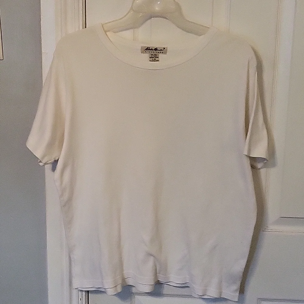 Eddie Bauer Women's Large White Short Sleeve Tee